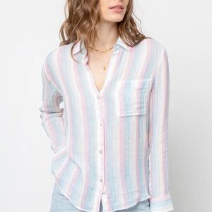 Rails Ellis Iris Striped Pastel Button Down Shirt size Large